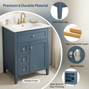 Bathroom Vanity With Sink, Soft Closing Cabinet