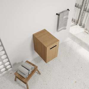 Floating Bathroom Vanity Single Door Base Cabinet, Wall Mounted Storage - Light Oak