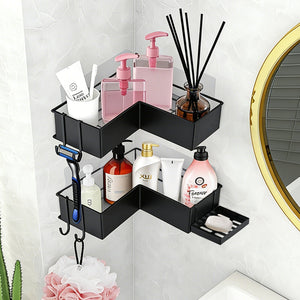 2-Pack Drill-Free Adhesive Corner Shower Caddy Organizer