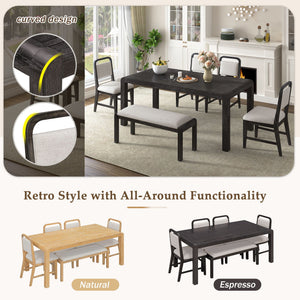 Extendable Dining Table Set With 4 Upholstered Chairs And 1 Bench
