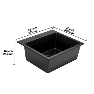 25 Inch Granite Kitchen Sink Top Mount Single Bowl Drop-In Basin for RV Bar