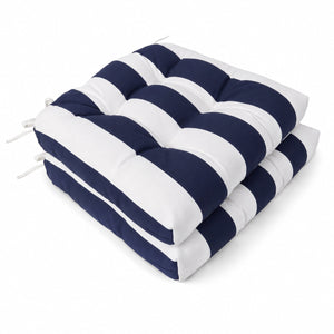 Outdoor Chair Cushions Set of 2 in Black/White Stripes