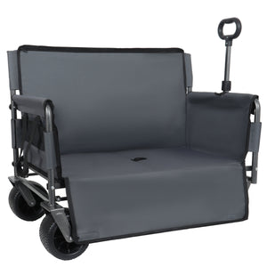 3-in-1 Convertible Folding Wagon Cart with Bench Seat & Storage