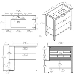 24 Inch Freestanding Bathroom Vanity with Sink