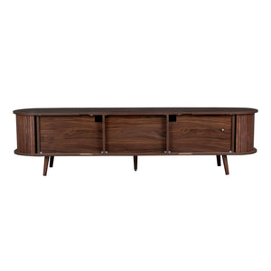 70" TV Stand With Tambour Doors And Fluted Drawers - Dark Brown