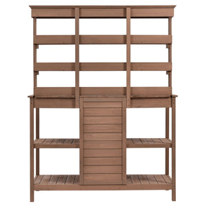 TOPMAX 66" Large Outdoor Farmhouse Wooden Potting Bench Table