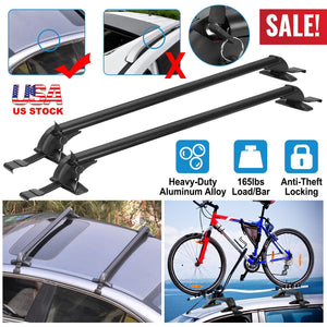 2PCS Universal 110cm/43-inch Car Roof Rack Cross Bar w/ Anti-Theft Lock Adjustable Window Frame for bike kayak cargo luggage