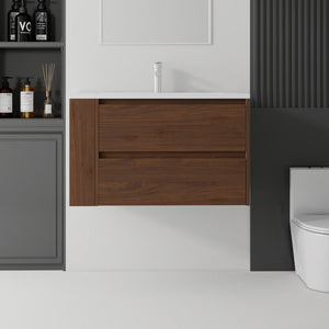 36 Inch Floating Bathroom Vanity with Sink, Soft-Close Door, Ceramic Sink, Plywood