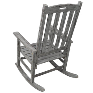 Wooden Oversized Porch Rocker Chair With Wide Seat and Tall Backrest