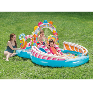 Intex 120V Quick Fill Electric Air Pump & 9ft x 51in Kids Inflatable Candy Pool