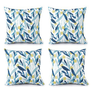 6 Pack Outdoor/Indoor Throw Pillows with Inserts - Coastal Leaves