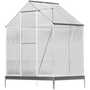 Polycarbonate house, Heavy Duty Outdoor Aluminum Walk-In House Kit With Rain Gutter, Vent And Door For Backyard Garden