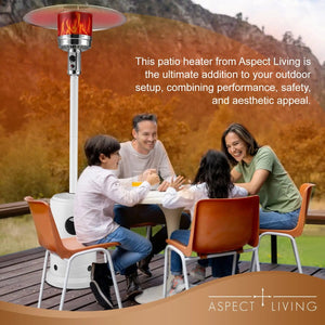 67132 Matte White Finish Patio Heater with Wheels 46,000 BTU