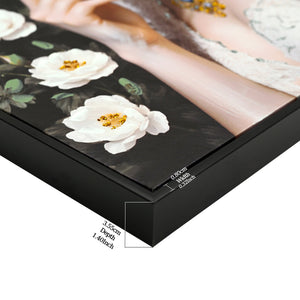 Beauty Lady Wall Art Gold and White Floral Canvas 24x36 Inch