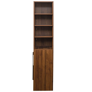 Tall Kitchen Pantry Cabinet With 4 Tier Side Shelf, 2 Drawers, Freestanding Food Hutch With Microwave Stand For Dining Room - Walnut