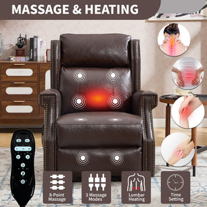 Manual Recliner Chair  With Heavy Duty Motion Mechanism, 8 Vibrating Nodes And 3 Massage Modes For Living Room