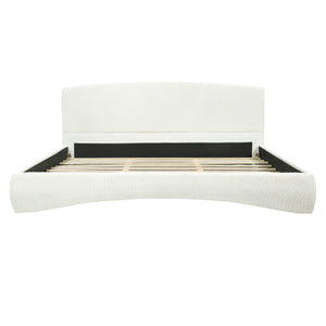 Curved Upholstered Bed with Smart Ambient Lighting