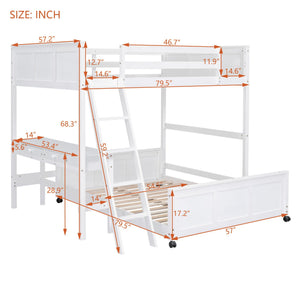 Full Over Full Bunk Bed With Desk