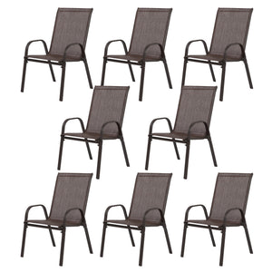 8 Piece Patio Chairs with Breathable Textilene Fabric - Brown