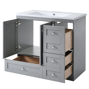 Shaker Free Standing Bathroom Vanity Cabinet With Sink, Soft Close Drawers, Soft Close Doors