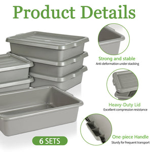 6-Pack Commercial Meat Tubs with Lids