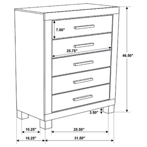 Bren - 5 Drawer Chest With Handles And Block Legs - Rustic