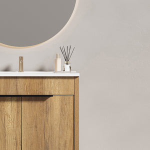 30inch Floor-Standing Bathroom Vanity with 3D Grooved Panel and Integrated Ceramic Sink