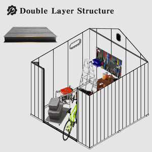 8x8FT Resin Outdoor Storage Shed with Lockable Door