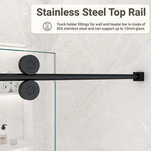 56-60"W x 72"H Frameless Single Sliding Shower Door