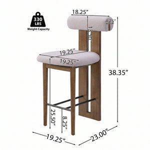Renee Indoor Modern Split-Back Rubber Wood Counter Stool