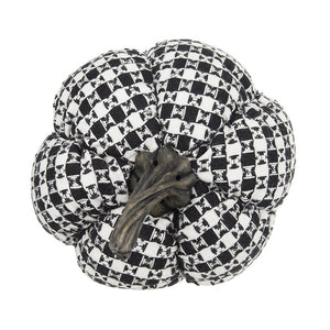 Plaid Fabric Pumpkin 7'' Black & White Halloween Decoration Accent