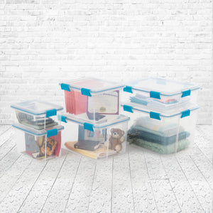 Sterilite Large 20 Qt Home Storage Container Tote with Latching Lids, (24 Pack)