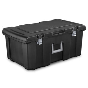 Sterilite Wheeled Footlocker, Plastic Utility Storage Container, Black, 3 Pack