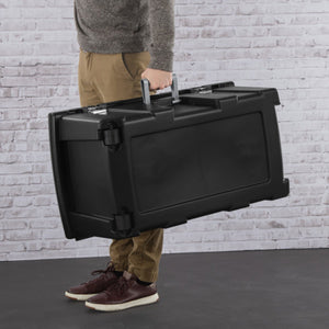 Sterilite Wheeled Footlocker, Lockable Plastic Storage Container with Wheels for Office Organization or Home Storage, Black