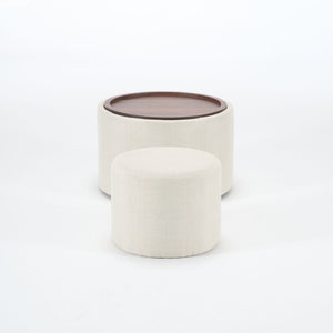 Nesting Ottomans, Round Coffee Table & Bench With Tray (Set of 2)