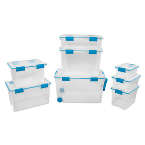 Sterilite 80-Qt Clear Plastic Stackable Storage Bin w/ Gasket Latch Lid, 8 Pack