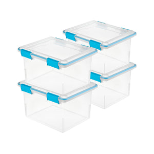 Sterilite 32 Quart Clear Stacking Storage Container with Gasket Lid, 16 Pack