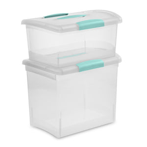 Sterilite 6 Pack Stackable Storage Bin, Latch Lid, Medium Nesting ShowOff, Clear