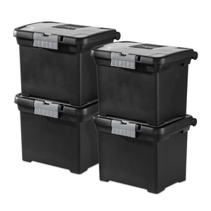 Sterilite Portable Lockable File Box w/ Extra Compartment & Handle (4 Pack)