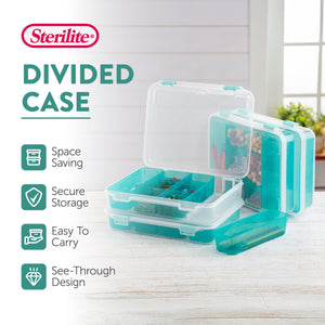 Sterilite Divided Case Stackable Plastic Small Storage Lidded Container, 18 Pack
