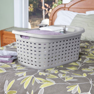 Sterilite Cement Gray Durable Weave Laundry Basket with Wicker Pattern (12 Pack)