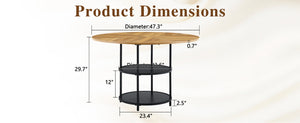 47.3-Inch Diameter Modern Splicing Circular Dining Table