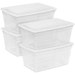 Sterilite 90 Qt Storage Box, Stackable Bin with Lid, Plastic Container, 4 Pack - TRAPSKI