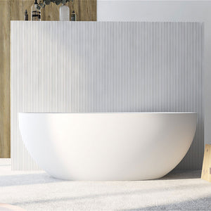 67 in. x 31 in. Oval Freestanding Solid Surface Soaking Bathtub with Center Drain in Matte