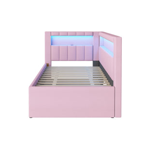 Upholstered Platform Bed With USB Ports And LED Belt