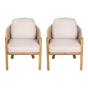 Grotta Outdoor Dining Arm Chair (Set of 2) - Teak / Beige