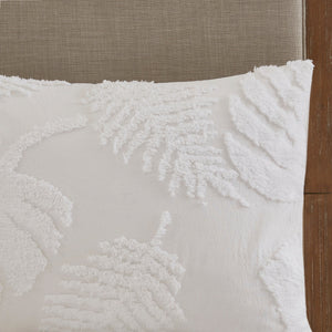 3 Piece Tufted Cotton Chenille Palm Comforter Set Off-White King/Cal King