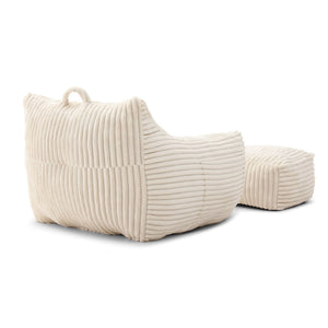 Giant Bean Bag Chair With Armrests And Footstool