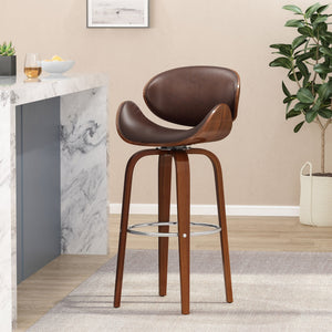 Lumos Mid Century Modern Upholstered Swivel Barstool