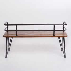 Outdoor Bench With Powder Coated Iron Frame - Teak